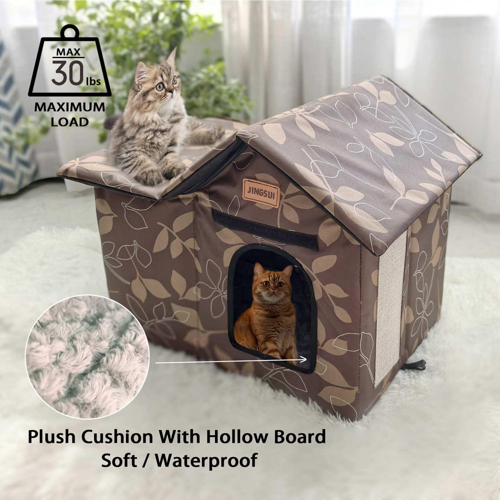 JINGSIJI outdoor cat house offers three sizes to fit pets.