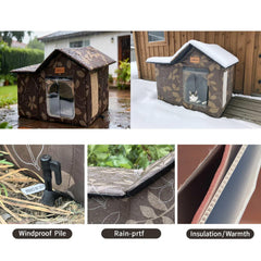 JINGSIJI weatherproof oxford fabric cat shelter protects from rain and sun.