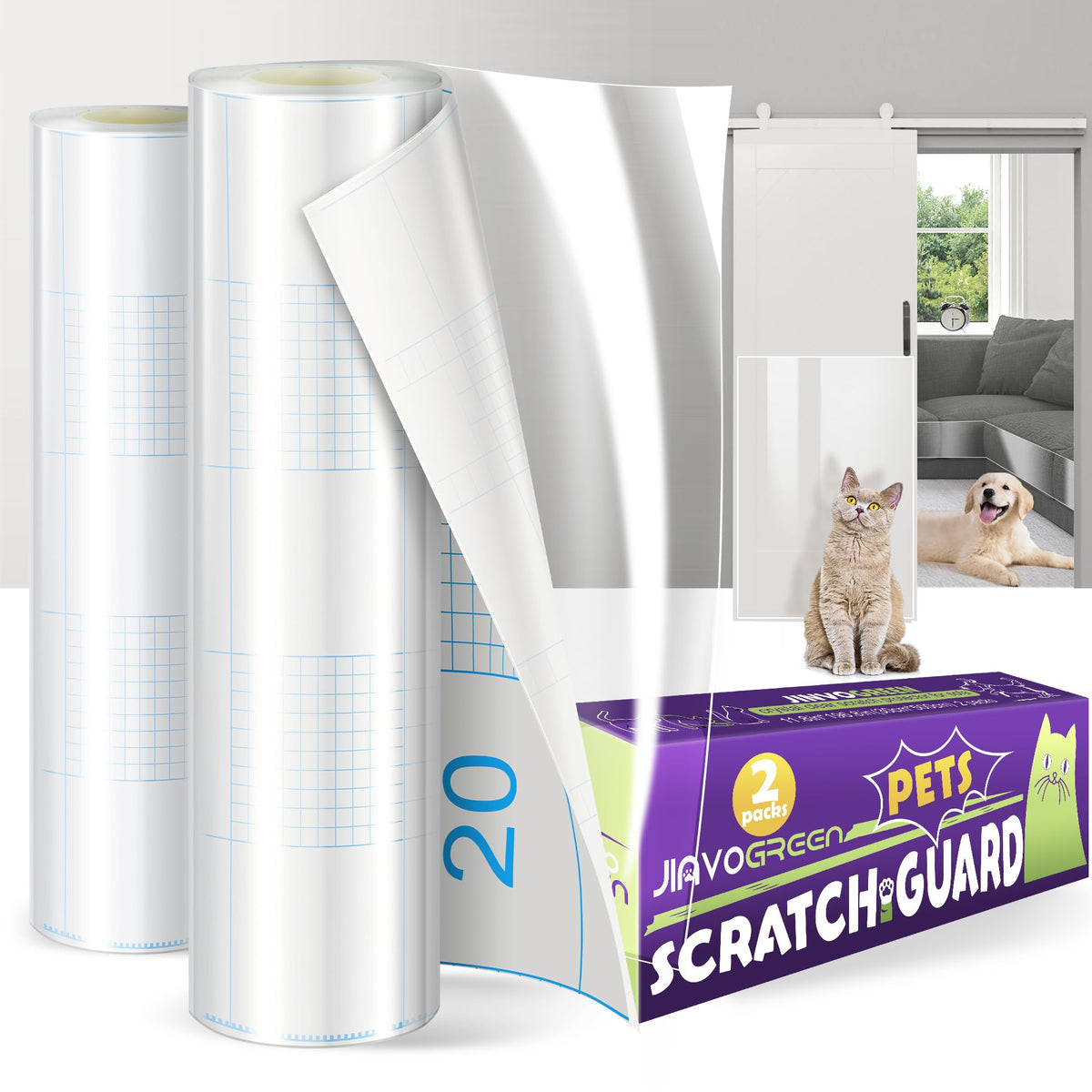 JINVOGREEN cat scratch protector roll laid over sofa for full coverage.