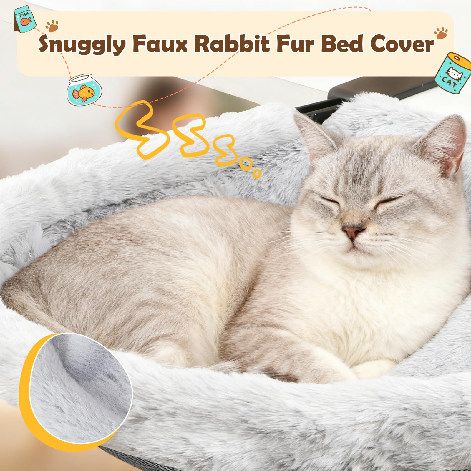 JinxZap X-Large Cat Desk Bed plush faux rabbit fur cover feels soft and cozy.
