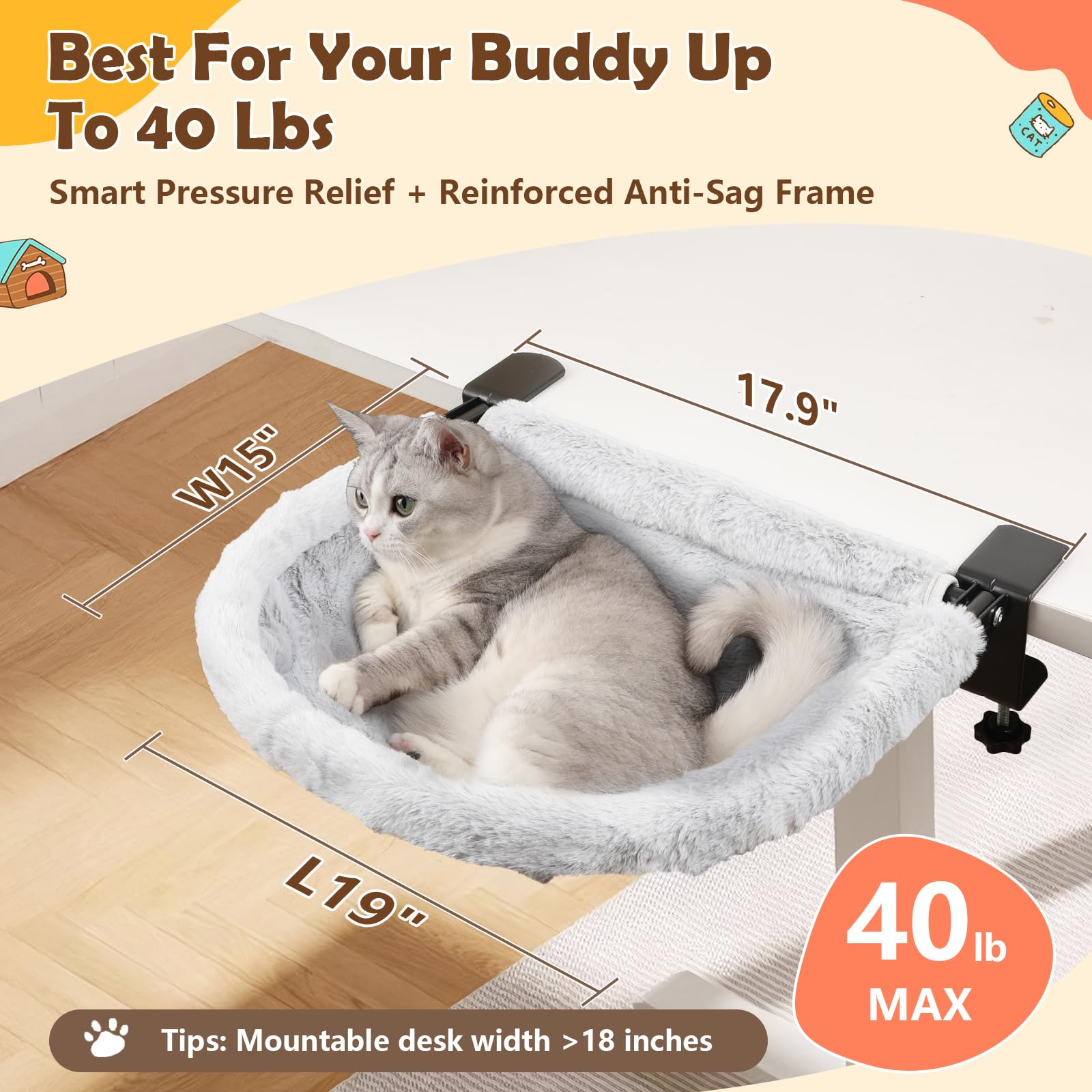 JinxZap X-Large Cat Desk Bed reversible cover adapts to all seasons.