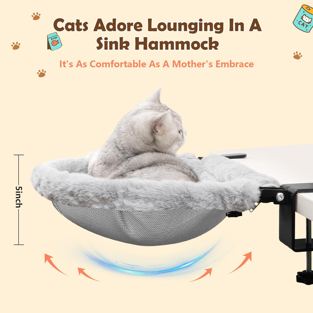 JinxZap X-Large Cat Desk Bed sunken hammock cradles curling cats for relaxed naps.