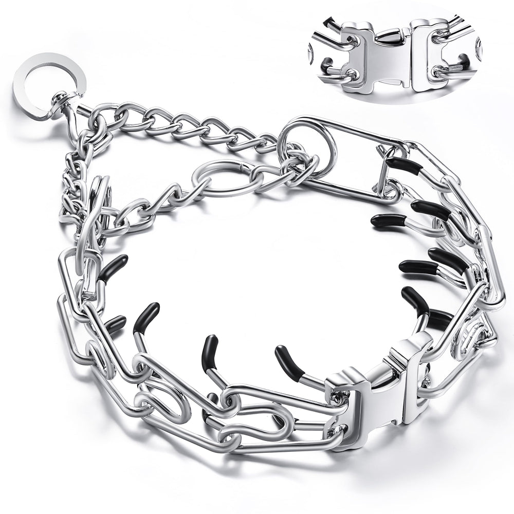 JIPIMON dog training collar front view with quick-release buckle for easy leash attachment.