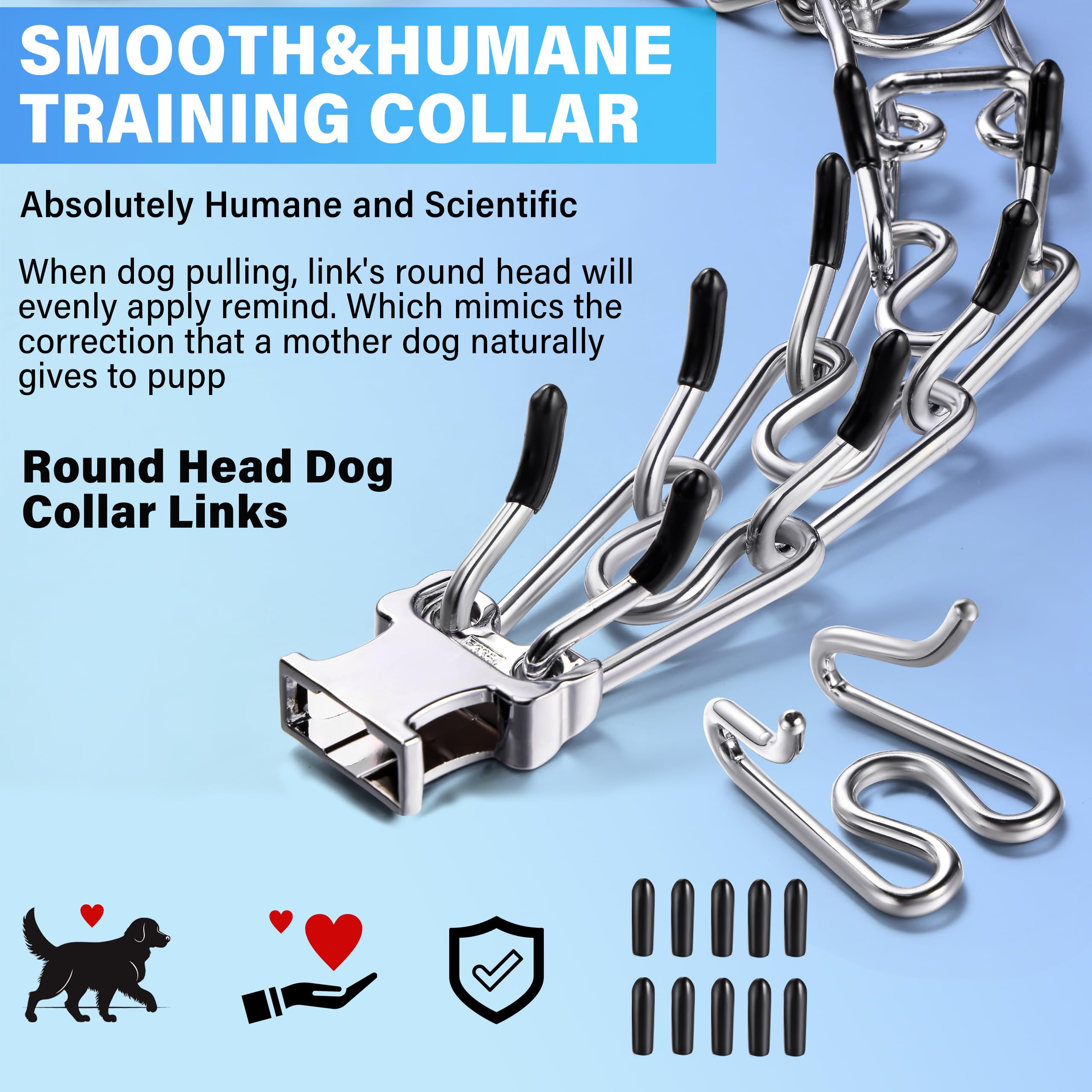 JIPIMON dog training collar side view highlighting robust stainless steel construction.
