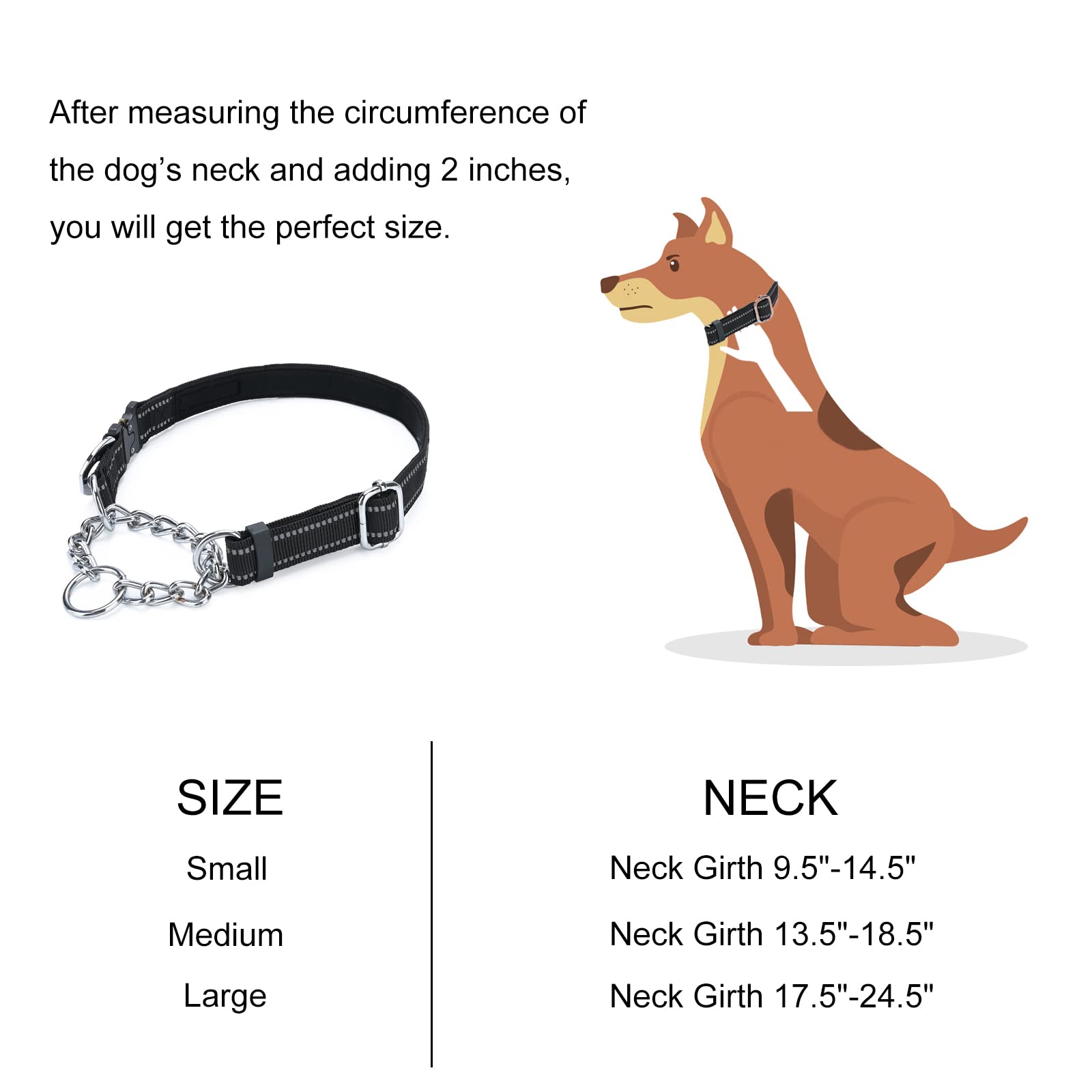 JIPIMON pinch collar neck measurement guide aids correct sizing for comfort