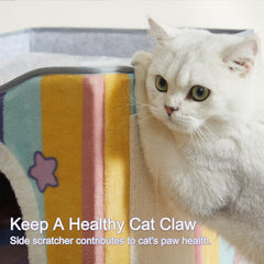 Jiupety 2-cat upper bed with lower cave provides private retreat.