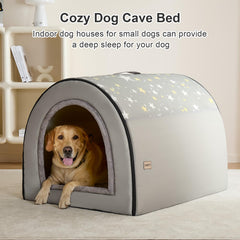 Jiupety grey dog house outer fabric close-up shows easy-clean Oxford cloth.