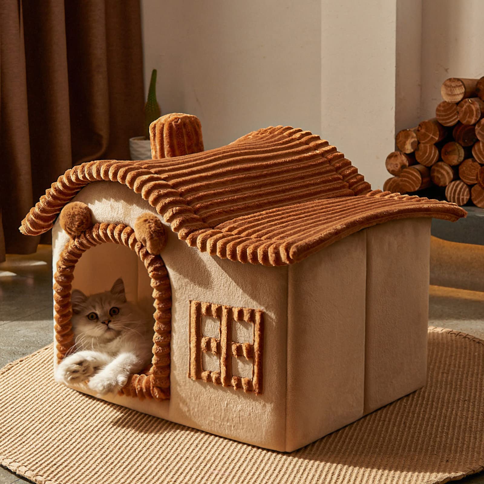 Jiupety Bear Cat House color-brown complements indoor decor