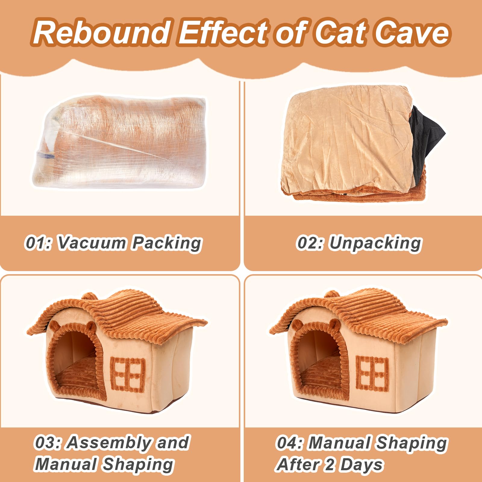Jiupety Bear Cat House size-small emphasizing compact, cozy space