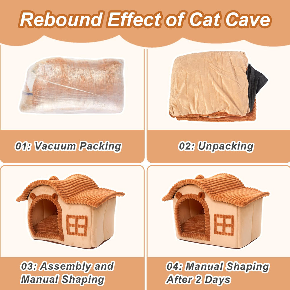 Jiupety Bear Cat House size-small emphasizing compact, cozy space