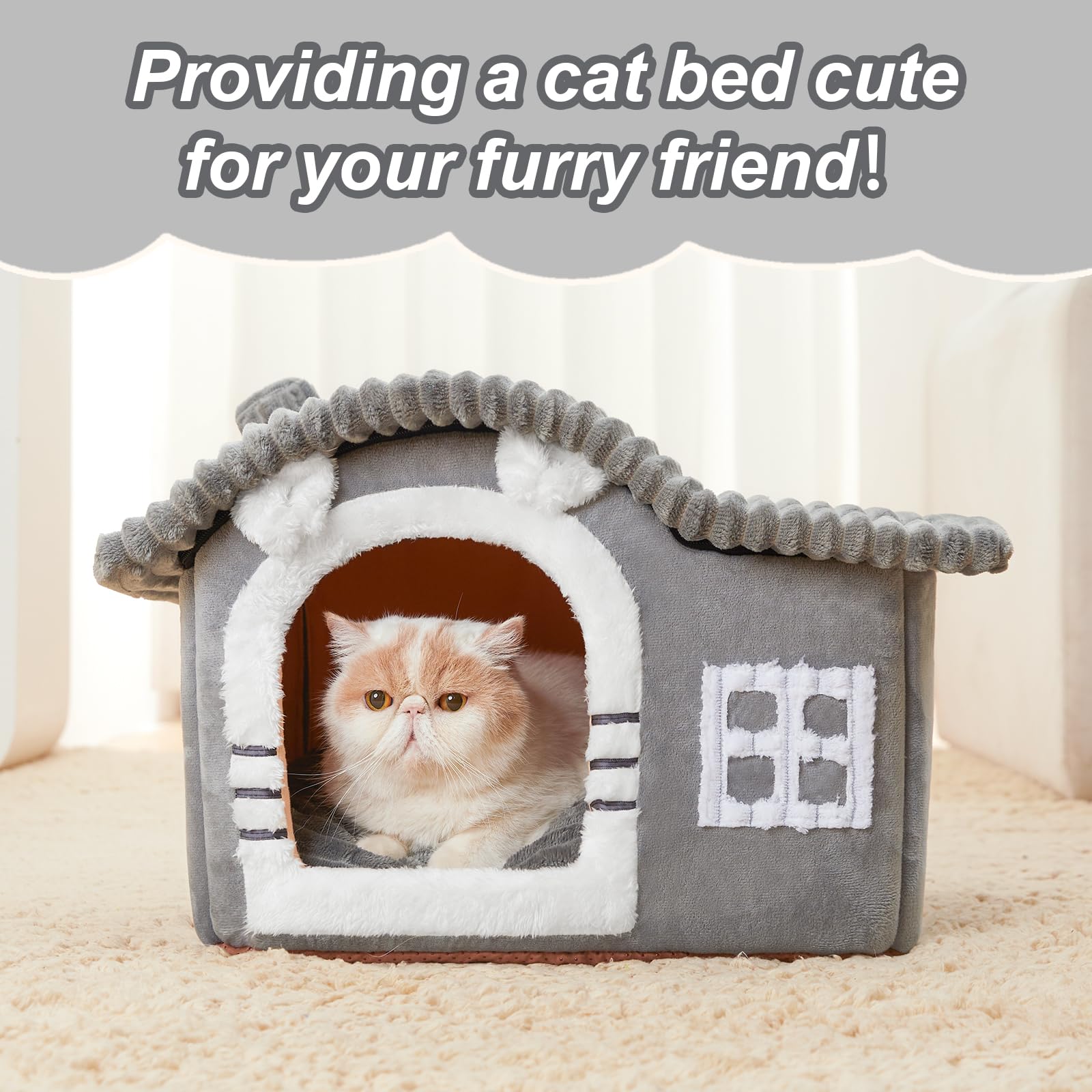 Jiupety Bear Cat Houses interior view highlights a versatile indoor retreat.