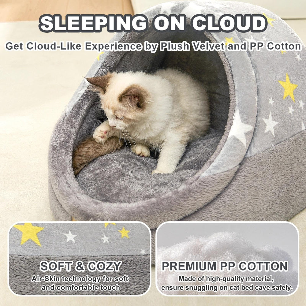 Jiupety cat bed anti-slip bottom keeps it in place for steady rest.