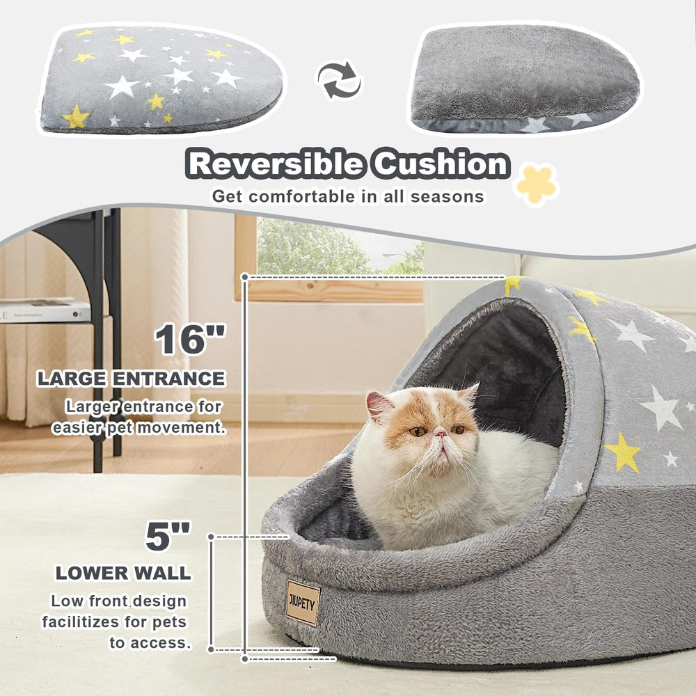 Jiupety cat bed removable cushion for easy cleaning and customization.
