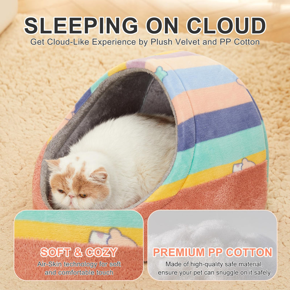 Jiupety cat bed reversible cushion demonstrates seasonal styling and versatility.