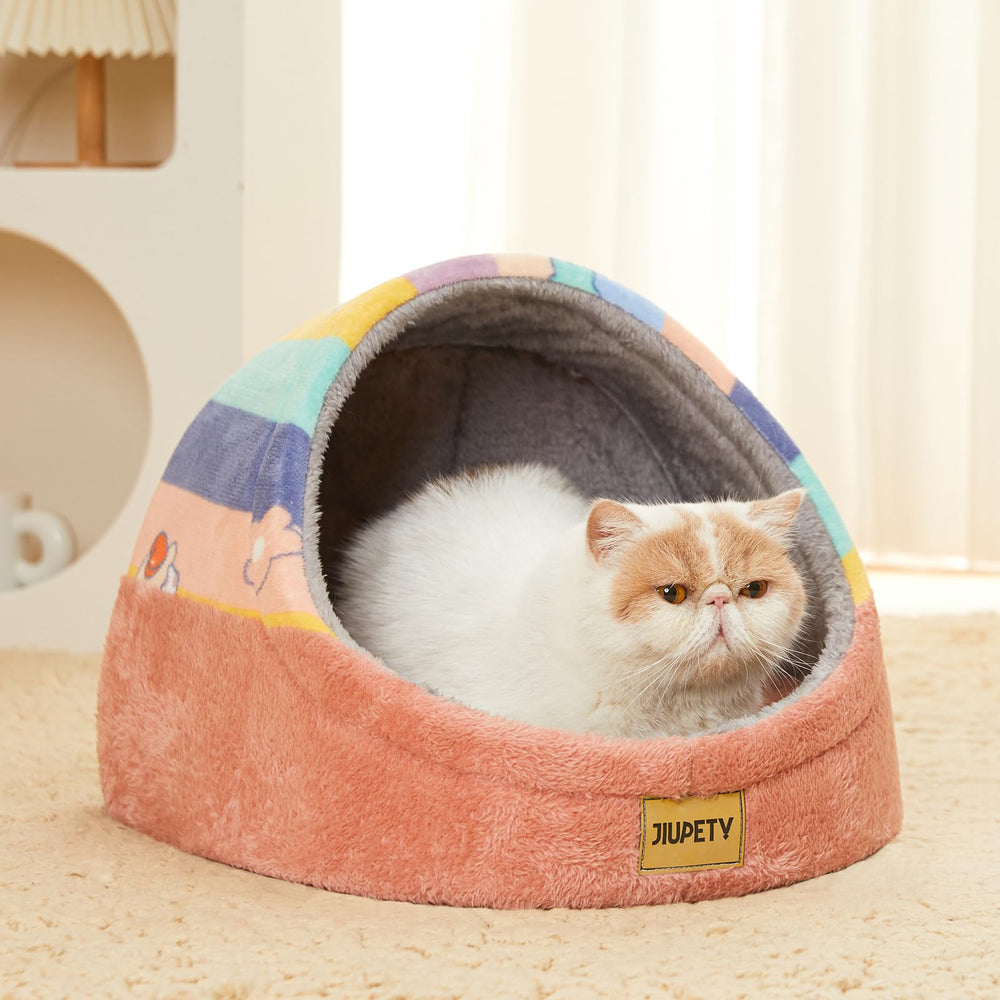 Jiupety cat bed size L 19x17x16 fits larger kittens and small dogs.
