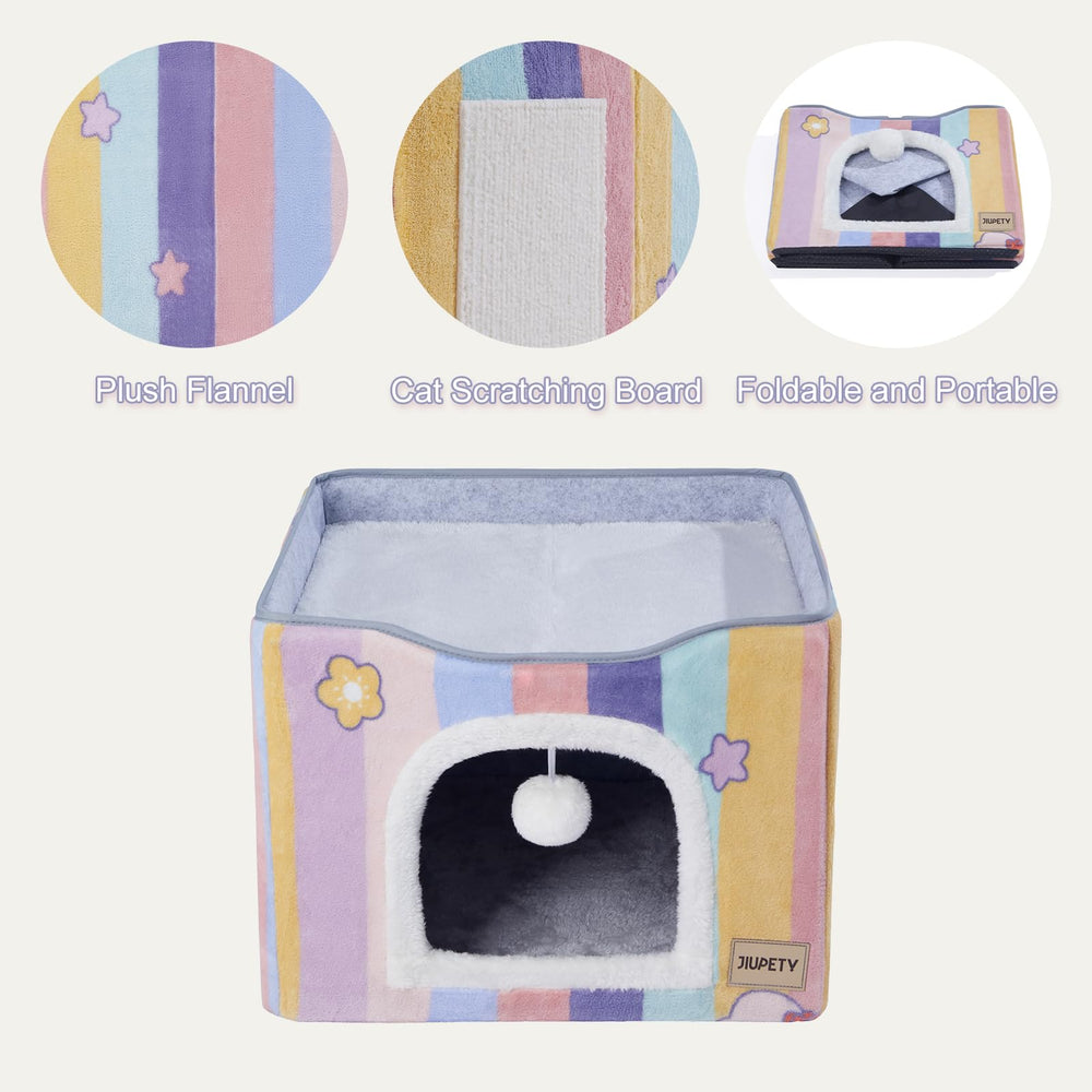 Jiupety cat condo foldable cave provides private space for two cats.