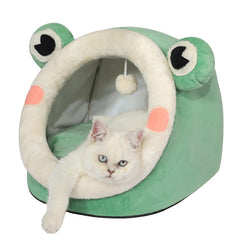 Jiupety Cute Cat Bed interior shows cozy velvet igloo for comfortable lounging