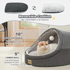 Jiupety cat bed removable cushion detail enables easy washing and year-round comfort.