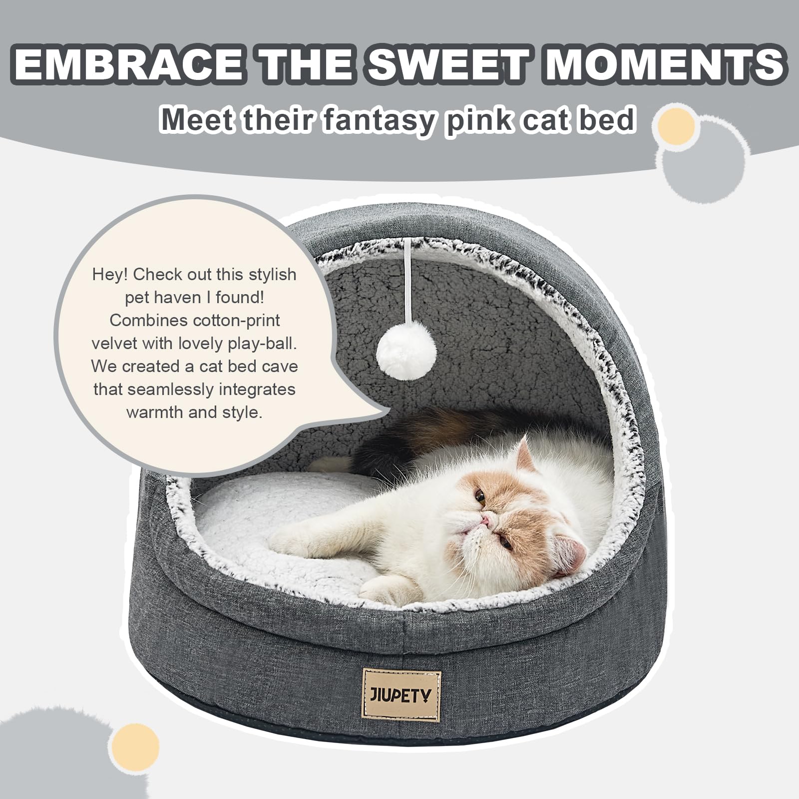 Jiupety cat bed washable cushion allows quick cleaning between uses.