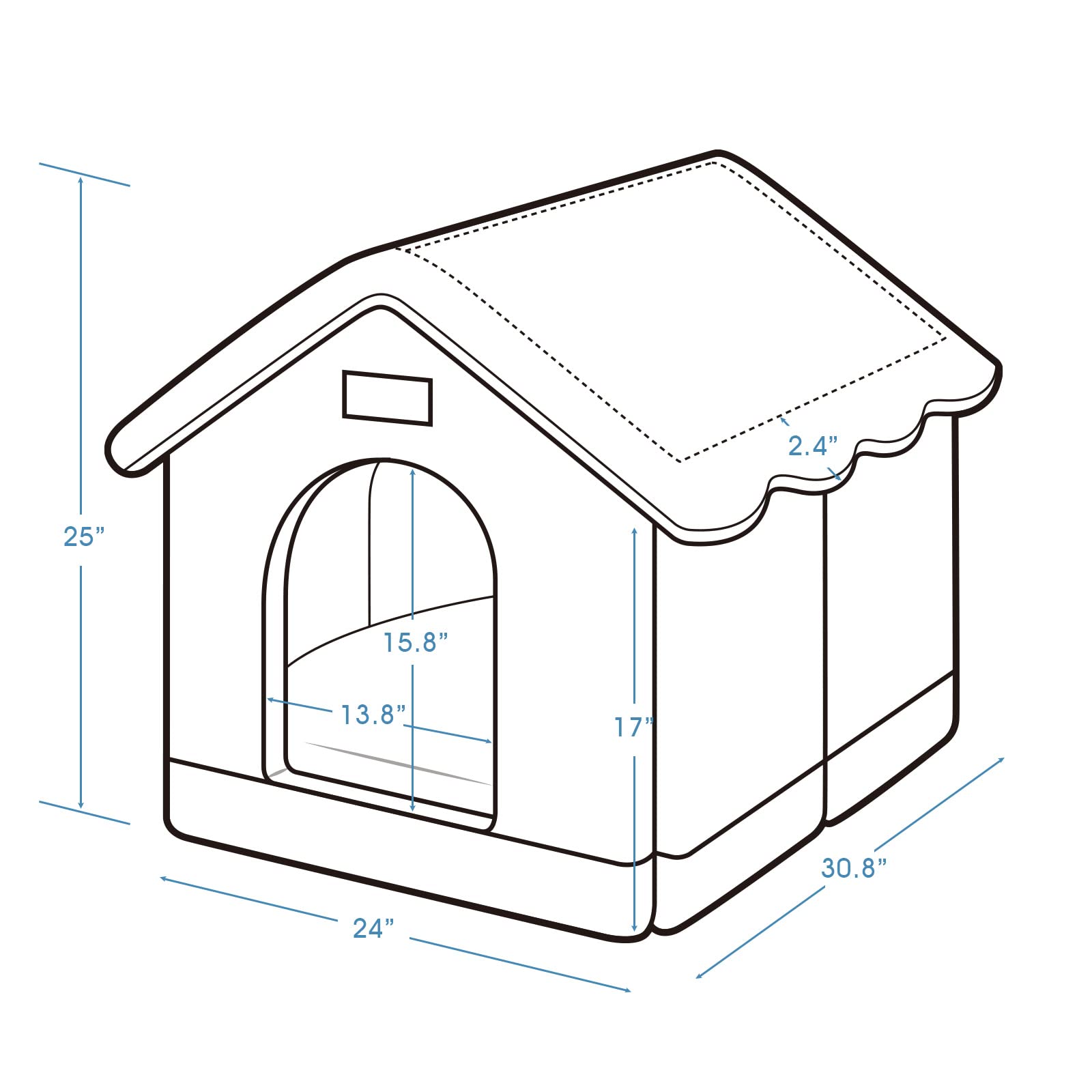 Jiupety dog house exterior-decor-brown blends with home decor and warm tones.