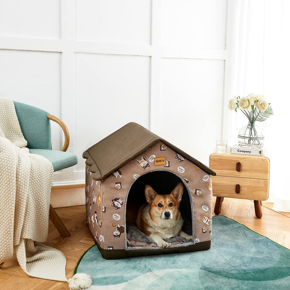 Jiupety dog house structure-sponge offers sturdy, anti-collapse support during pets' play.