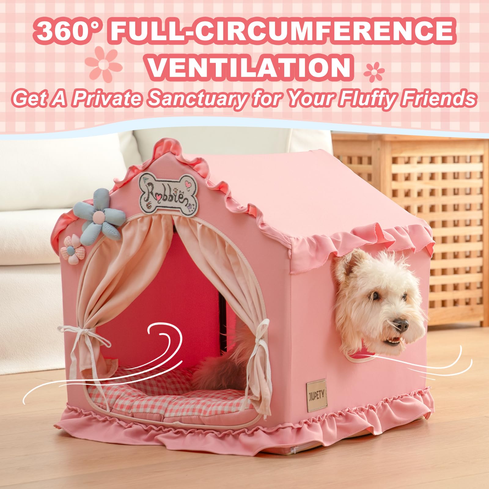 Jiupety dog tent bed door curtain – private cozy space for peaceful naps