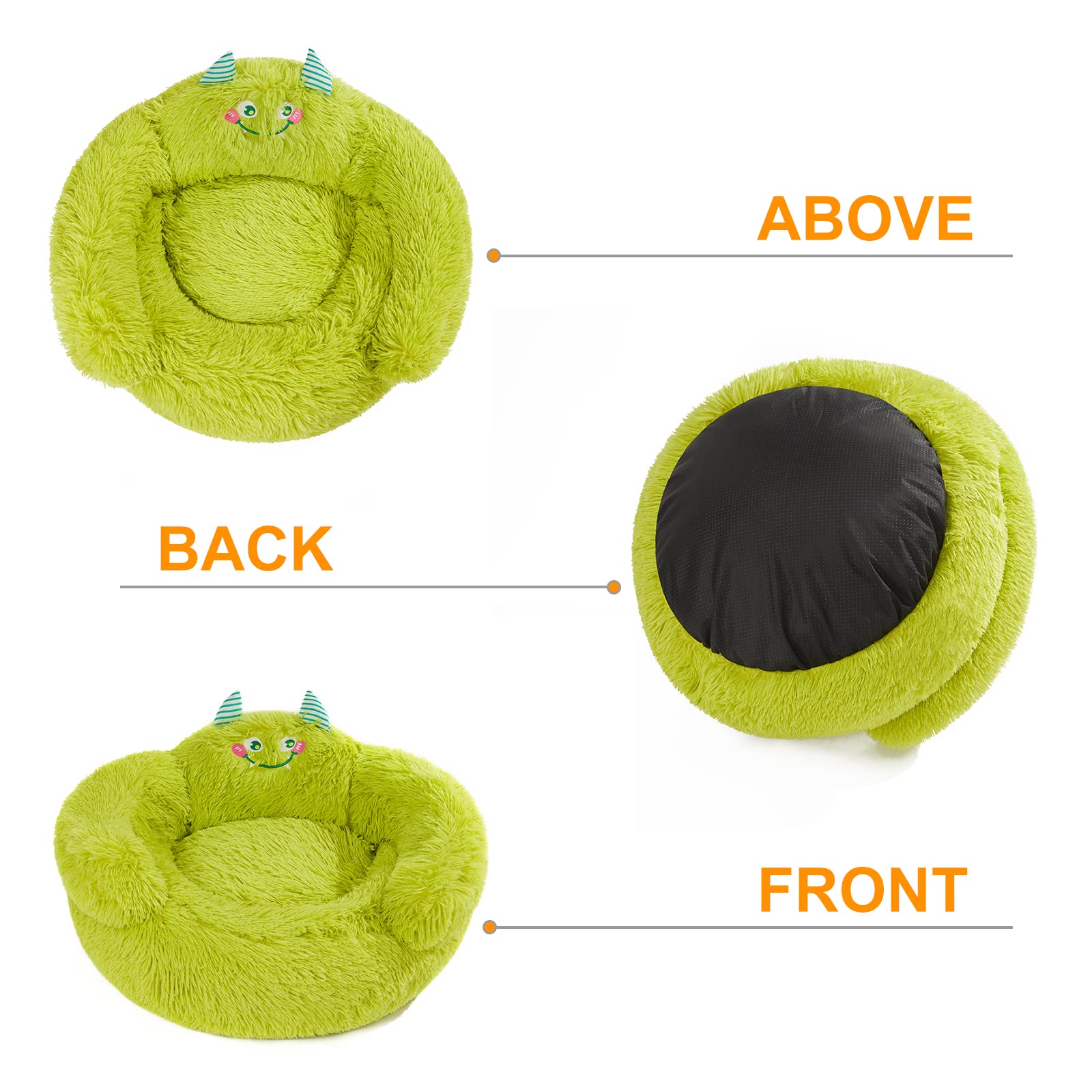Jiupety donut bed non-slip bottom keeps bed stable on smooth floors.