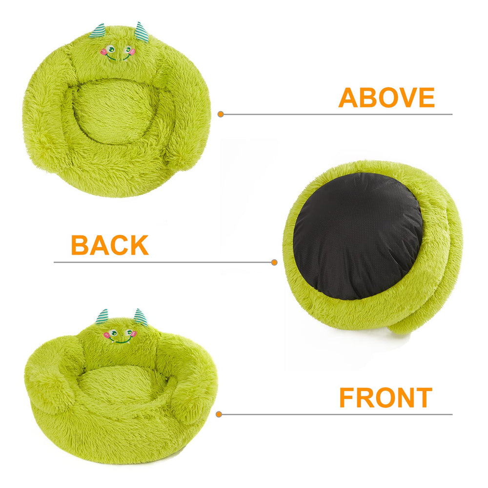 Jiupety donut bed non-slip bottom keeps bed stable on smooth floors.
