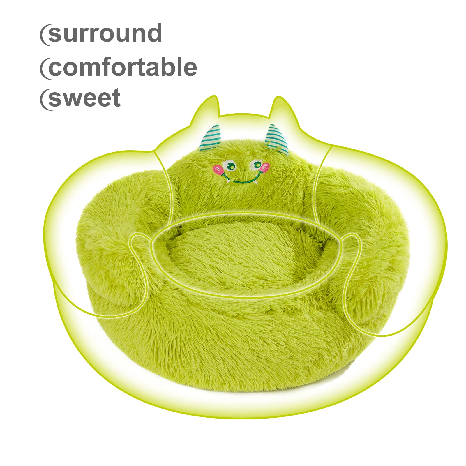 Jiupety donut bed side bolster supports head and neck during curling.