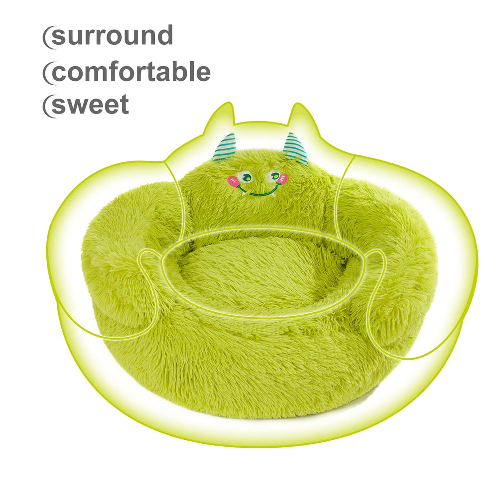 Jiupety donut bed side bolster supports head and neck during curling.