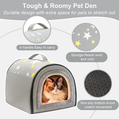 Jiupety indoor dog house foldable setup ready for travel or storage.