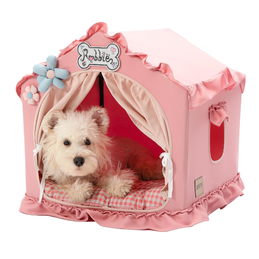 Jiupety indoor dog house with frame pink – sturdy frame supports secure lounging