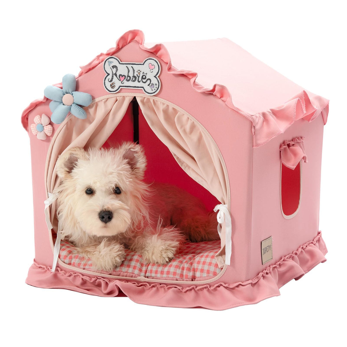 Jiupety indoor dog house with frame pink – sturdy frame supports secure lounging