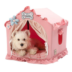 Jiupety indoor dog house with frame pink – sturdy frame supports secure lounging