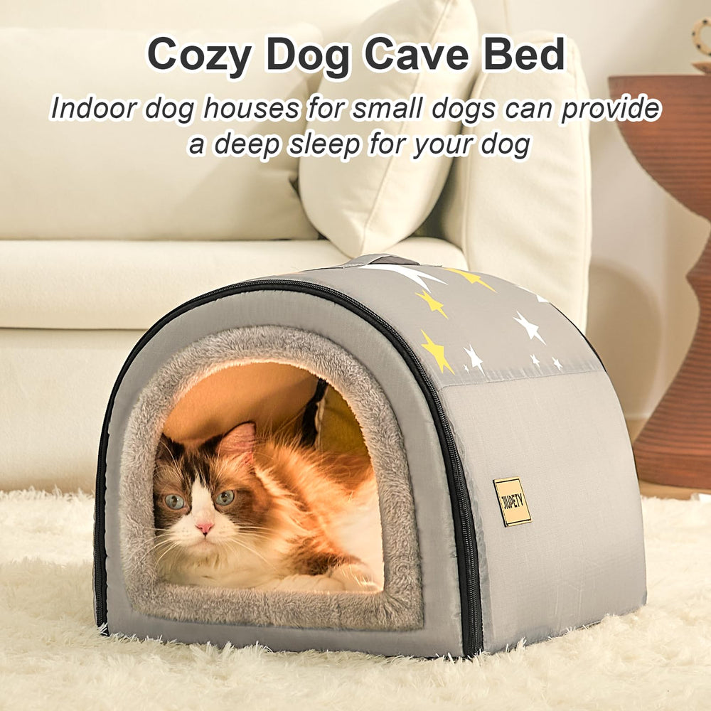 Jiupety indoor dog house with oxford cloth material that resists dirt and cleans easily.