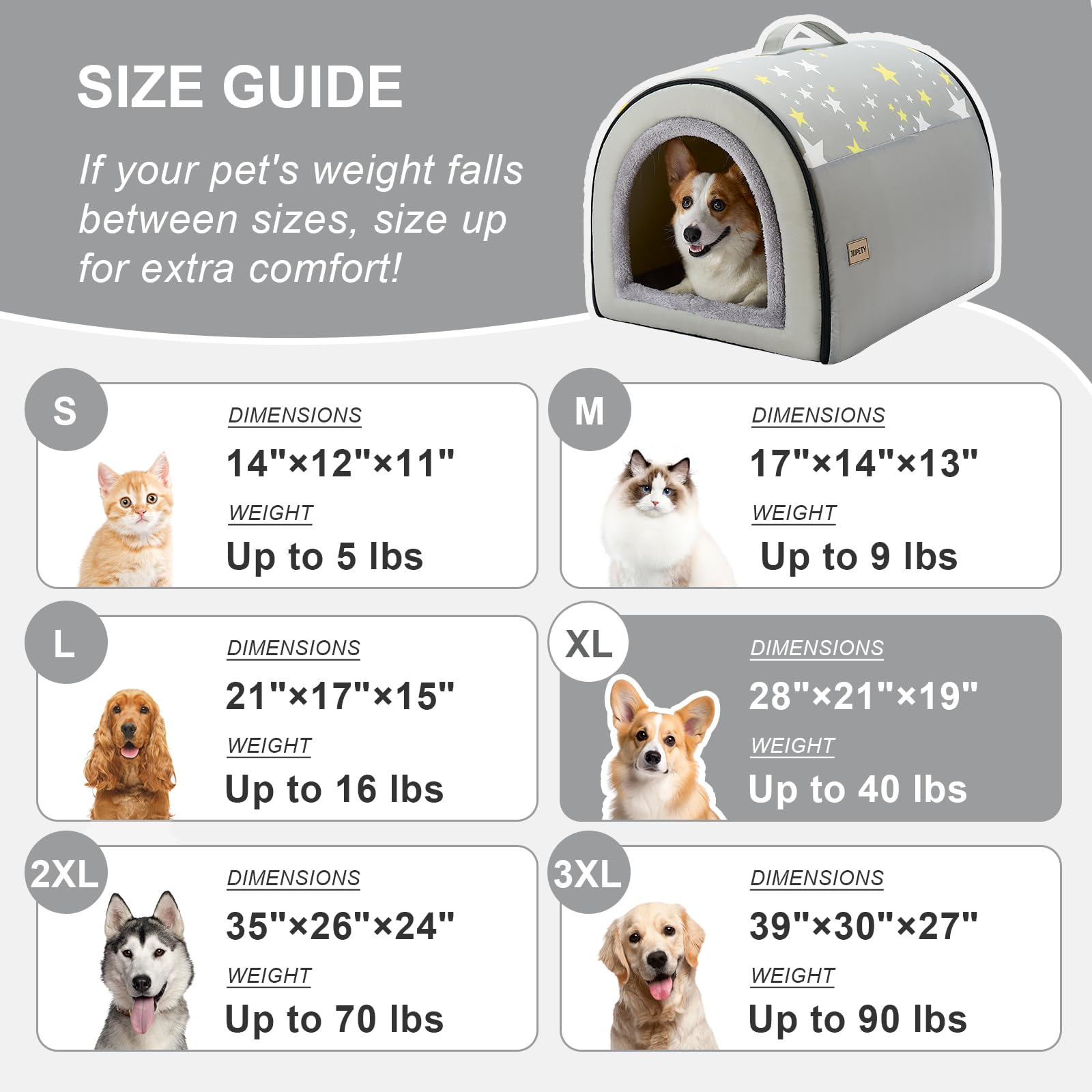 Jiupety dog house roof folded view shows airy open bed configuration