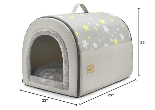 Jiupety dog house size diagram confirms 28 x 21 x 19 inch footprint