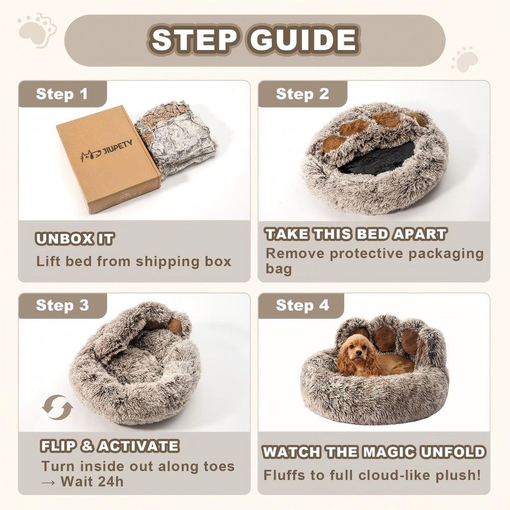 Jiupety Paw Shape Calming Pet Bed recovers fluffy shape within 24–48 hours.