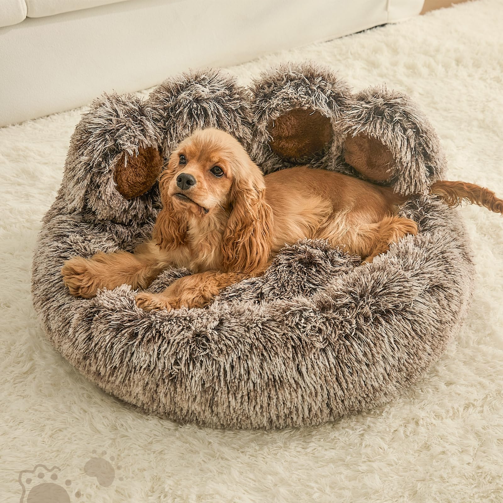 Jiupety paw shape bed machine washable for easy cleaning after pet naps.