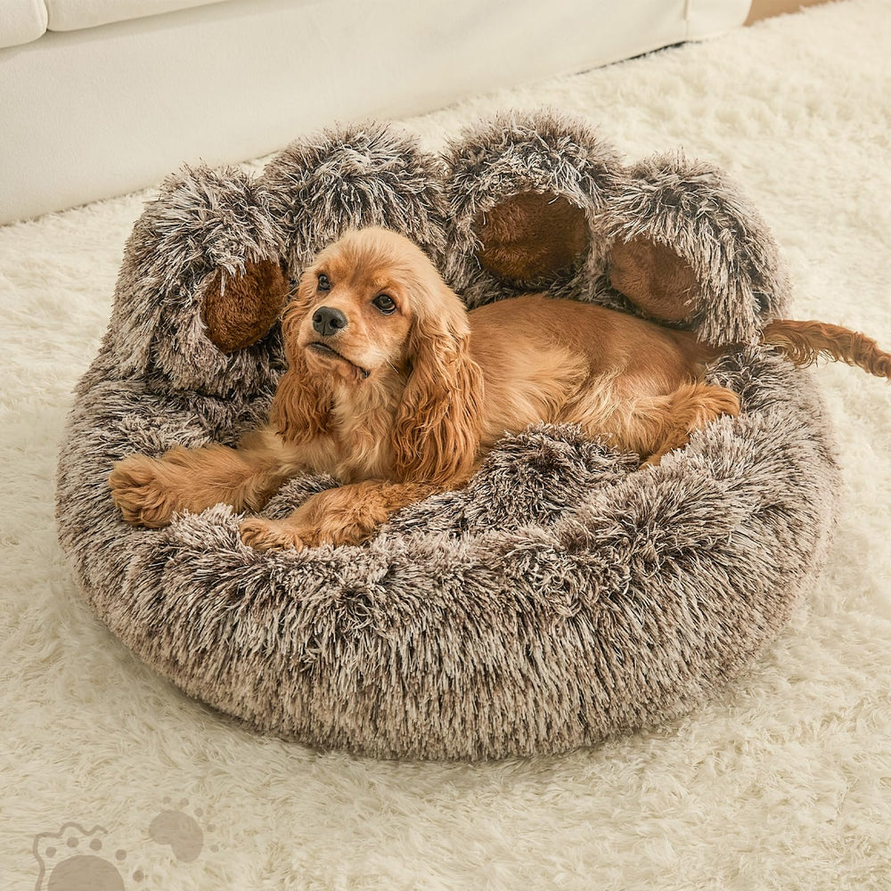 Jiupety paw shape bed machine washable for easy cleaning after pet naps.