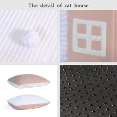 Jiupety Rabbit Cat House pink chimney and window create a playful hideaway