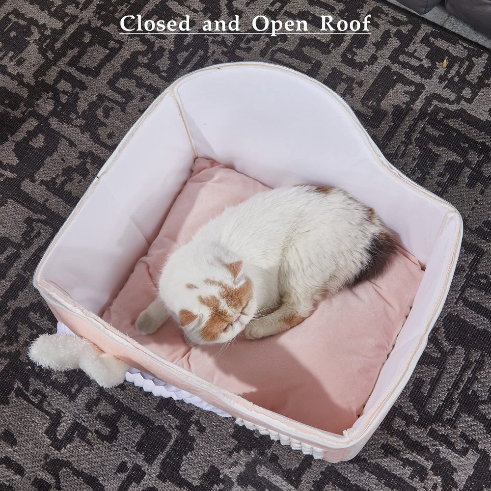Jiupety Rabbit Cat House pink door-entry enables easy access for small pets