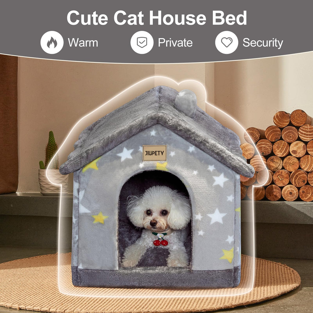 Jiupety size M 19x16x15 image shows perfect fit for pets under 15 lbs.