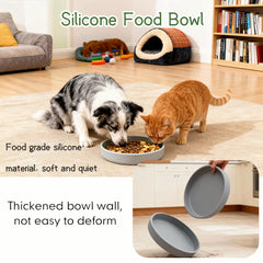 JIX SDFFAY silicone cat bowl wide shallow design minimizes whisker contact during dining.