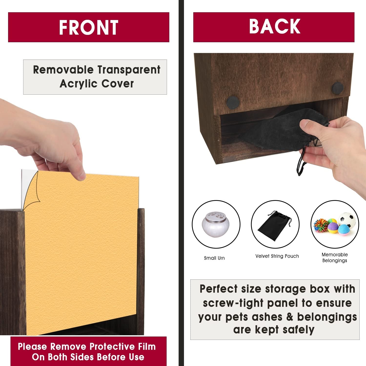 J JACKCUBE DESIGN shadow box back storage keeps urns and notes neatly secured