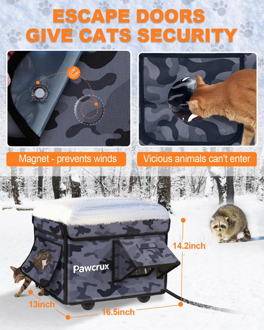 JLSAME durable outdoor cat bed with heating pad option.