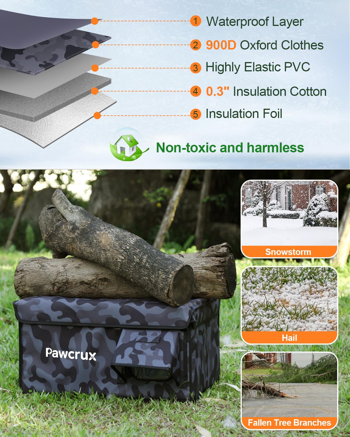 JLSAME weatherproof cat house stands up to rain and wind.