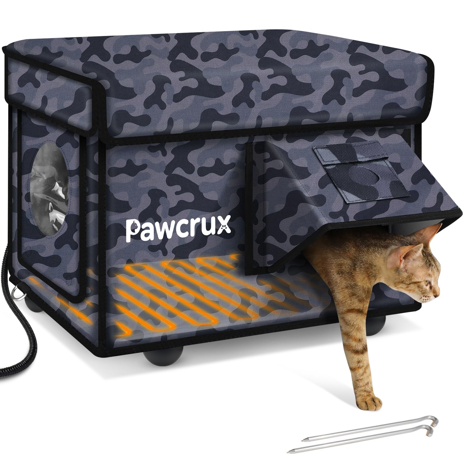 JLSAME weatherproof heated cat house outdoor shelter for chilly winters.