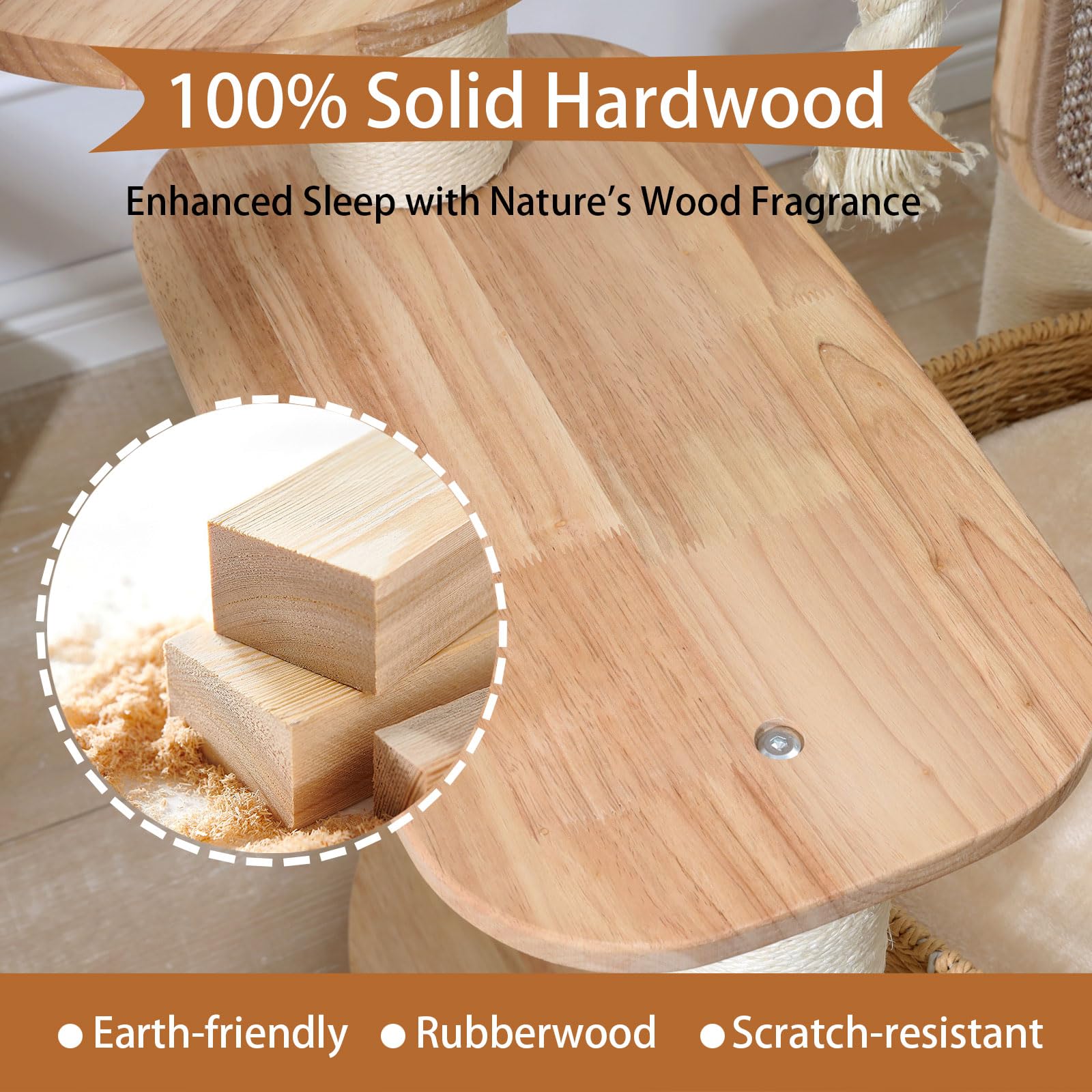 JLDUQKUM wooden cat tree easy-to-clean design simplifies upkeep.