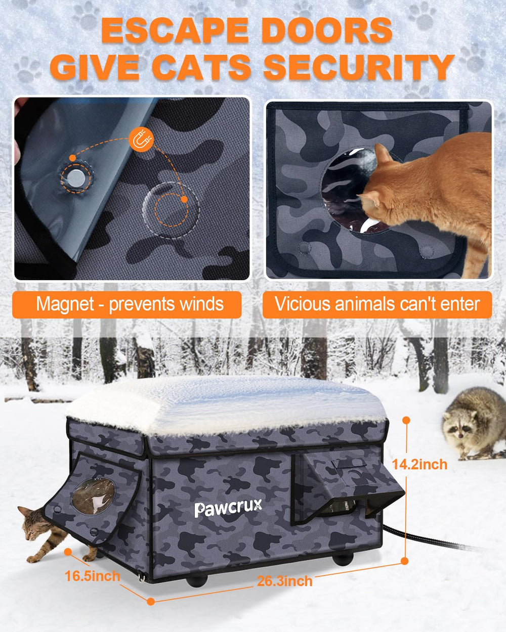 JLSAME durable warm cat shelter ideal for winter gifting or porch placement.